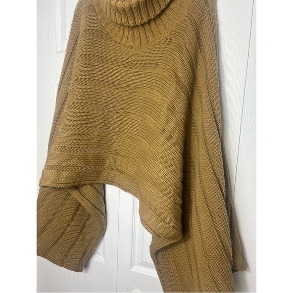 Concert Brown Olive Turtleneck Heavy Knit Pullover Sweater Wide Sleeves One Size - Picture 8 of 9